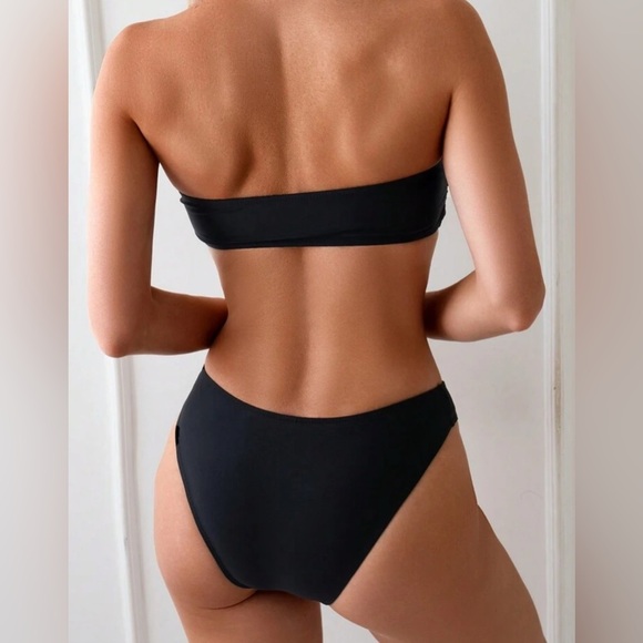 NEW Black Women's Strapless Bikini Swimsuit - Picture 3 of 7